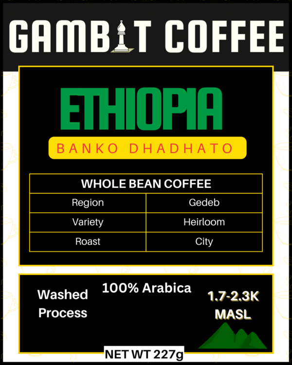 Ethiopia Gedeb Banko Dhadhato label