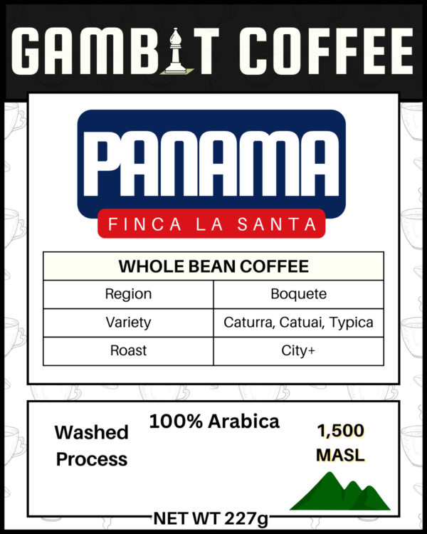 Gambit Coffee - Panama Finca La Santa label.